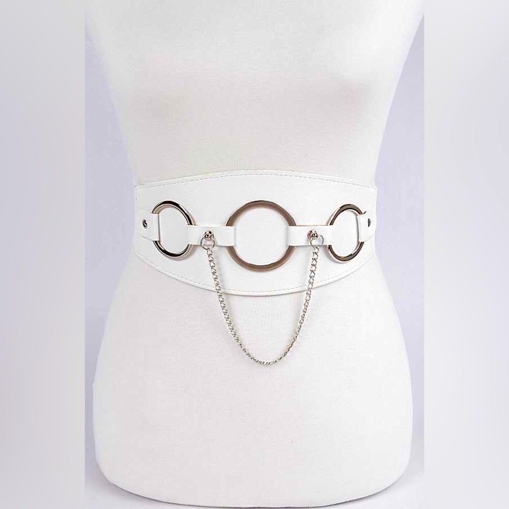 Plus Size Vegan Leather Chain Waist Statement Belt